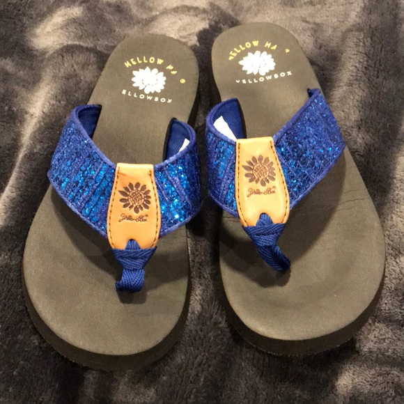Yellow Box Shoes - Yellow box Navy sparkly flip flops